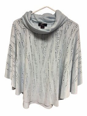 Alberto Makali - Pale Blue Laser-Cut Lightweight Poncho